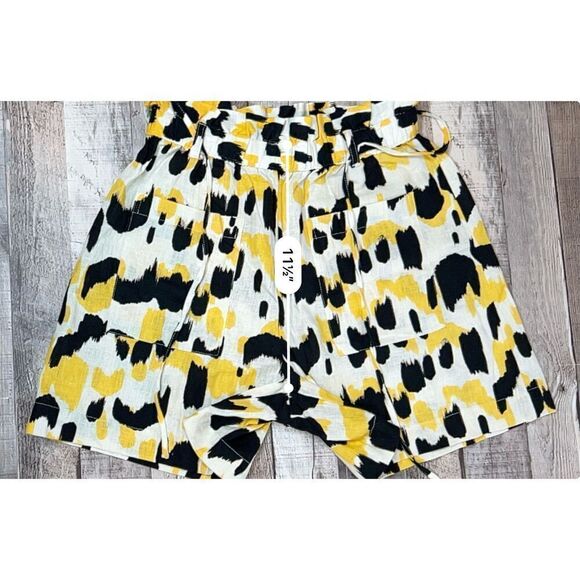 Who What Wear Linen Paperbag Shorts Yellow Animal Print sz XS NWOT - Picture 8 of 13